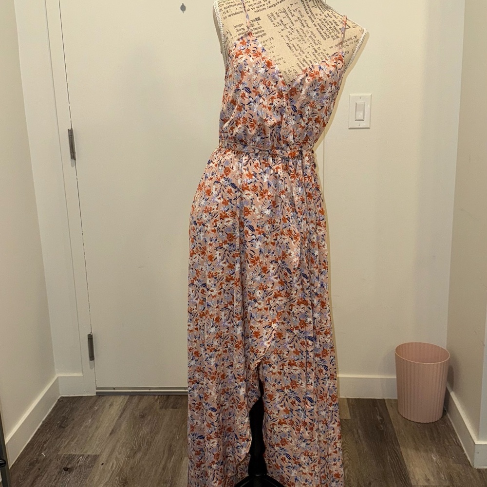 Shein Pink Floral Maxi Sundress w/ Slit & V-Neck | Women’s Medium | NWNT